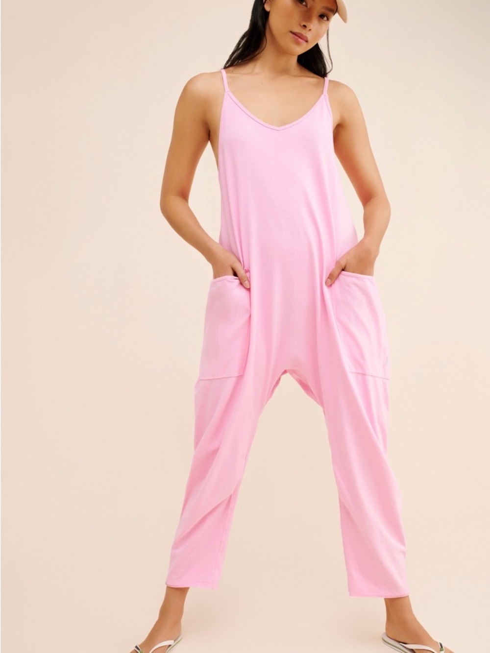 Free People Hotshot Pink Spaghetti-Strap Jumpsuit